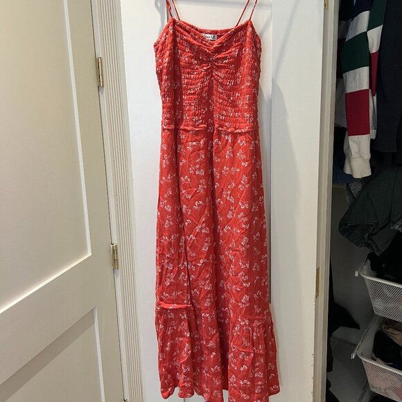 Abercrombie & Fitch Dresses & Skirts - Abercrombie Tiered Smocked Midi Dress - Red